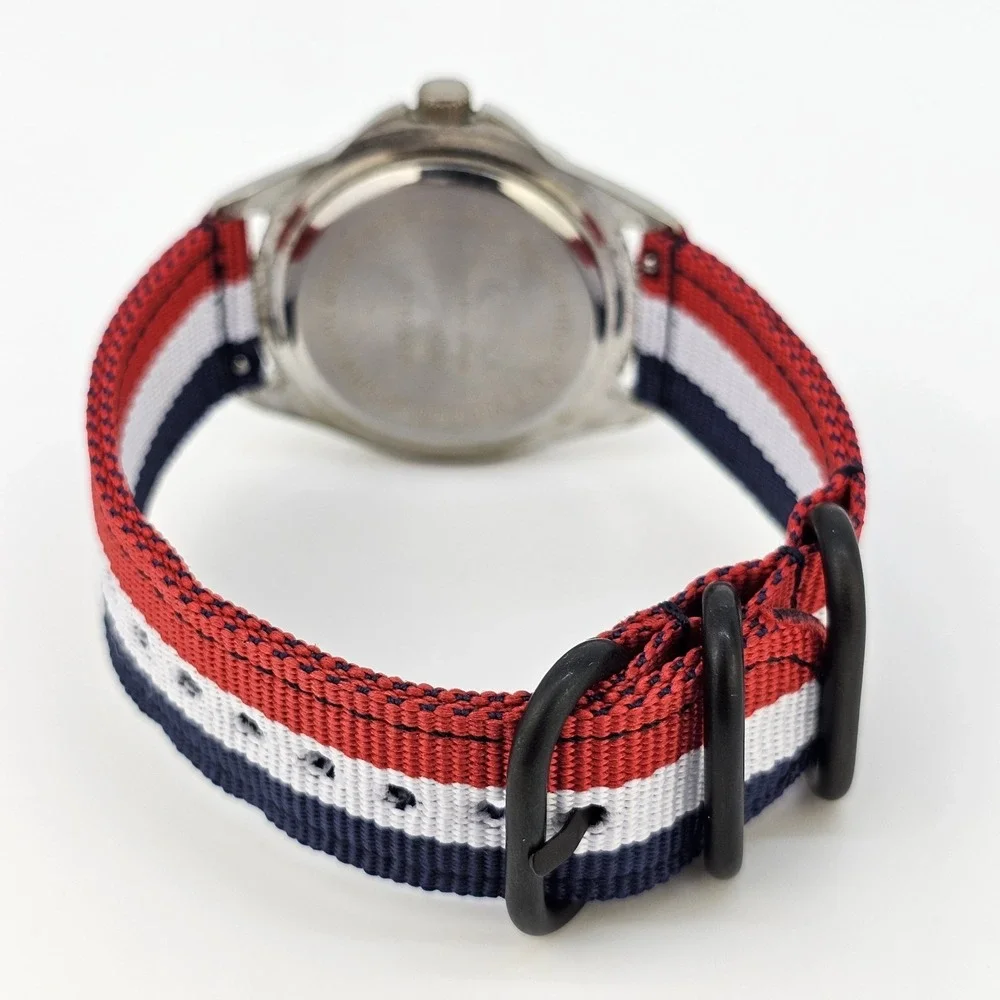 Men's‎ Analog Watch 38MM Green Dial NEW Multicolor Nylon Bands NEW Battery
